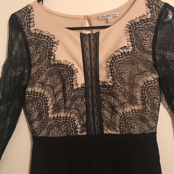 Lace Color Block Bodycon Dress - Picture 3 of 6